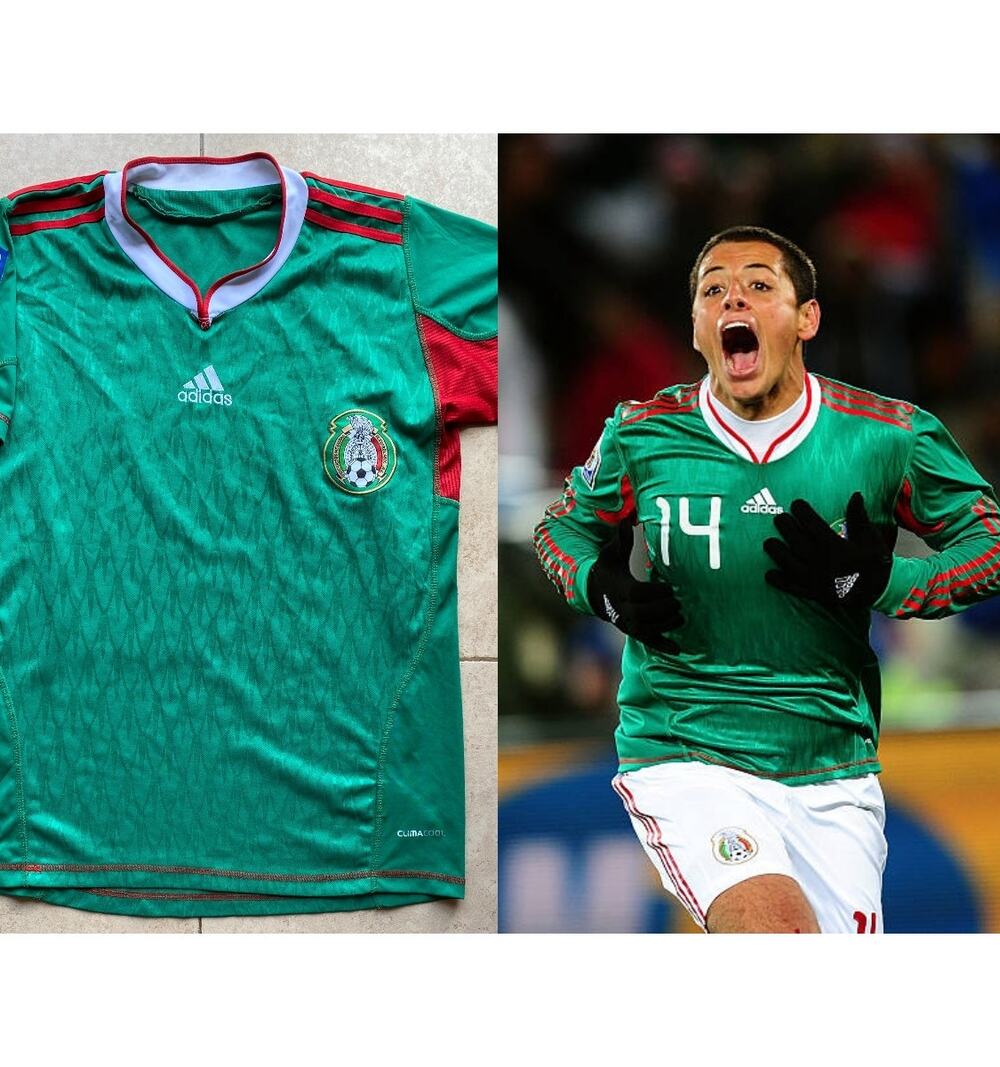 Mexico Soccer 2010 ADIDAS Clima South Africa World Cup jersey L green FIFA vtg
